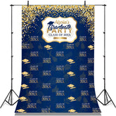 Lofaris Glitter Golden Blue Graduation Party Prom Backdrop